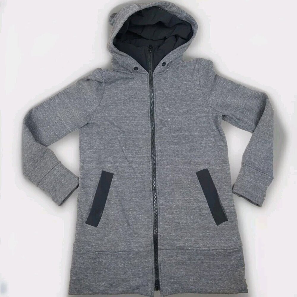 Athleta Jacket Women’s XS Gray Fleece Lined‎ Hoodie Yoga Gym Training Thumbhole